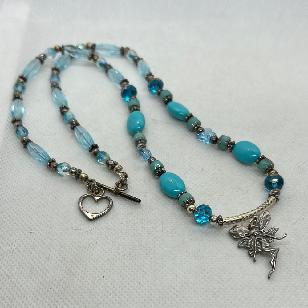 Swarovski Crystal Silver and Blue Beaded Fairy Necklace